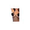 Body string en résille noire avec pompons en plumes sur la poitrine - Mapalé
